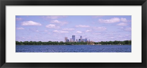 Framed Skyscrapers in a city, Chain Of Lakes Park, Minneapolis, Minnesota, USA Print