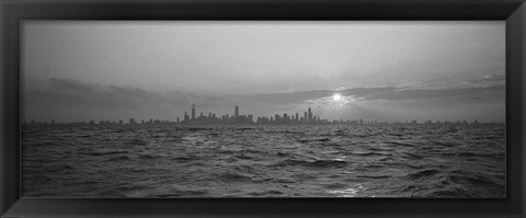 Framed Sunset Over A City, Chicago, Illinois, USA Print