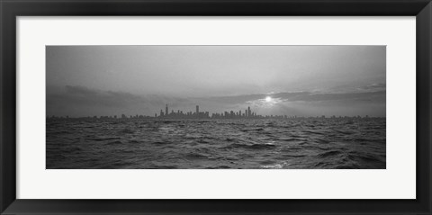 Framed Sunset Over A City, Chicago, Illinois, USA Print