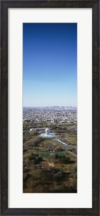 Framed Aerial View Of Worlds Fair Globe, From Queens Looking Towards Manhattan, NYC, New York City, New York State, USA Print