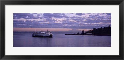 Framed Ferry in the sea, Bainbridge Island, Seattle, Washington State Print