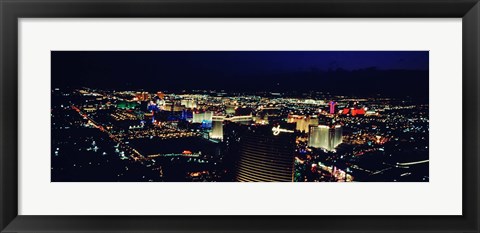 Framed High angle view of a city lit up at night, The Strip, Las Vegas, Nevada, USA Print