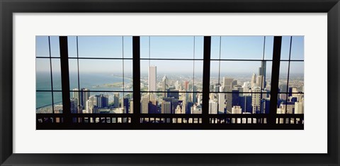 Framed High angle view of a city as seen through a window, Chicago, Illinois, USA Print