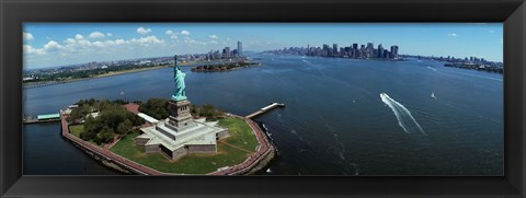Framed Aerial View of the Statue of Liberty, New York City Print