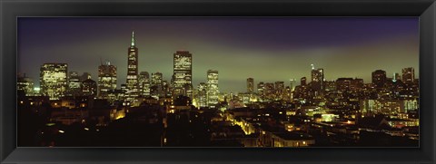 Framed Buildings Lit Up At Night, San Francisco, California, USA Print