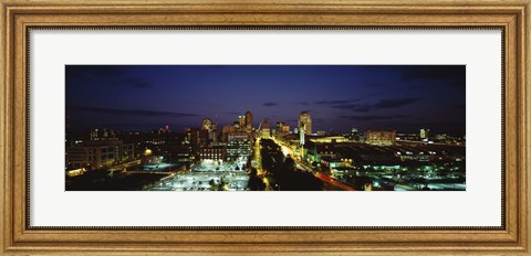 Framed High Angle View Of A City Lit Up At Dusk, St. Louis, Missouri, USA Print