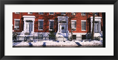 Framed Facade of houses in the 1830&#39;s Federal style of architecture, Washington Square, New York City, New York State, USA Print