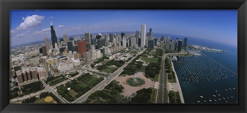 Framed Aerial view of Chicago and the Lake Print