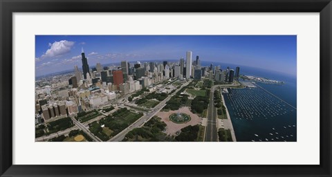 Framed Aerial view of Chicago and the Lake Print