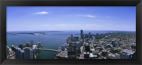 Framed Aerial view of a city, Miami, Florida Print