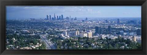 Framed Aerial view of a city, Los Angeles, California, USA Print