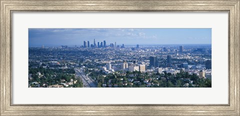 Framed Aerial view of a city, Los Angeles, California, USA Print