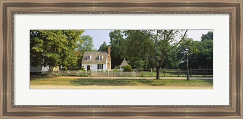 Framed Fence in front of a house, Colonial Williamsburg, Williamsburg, Virginia, USA Print