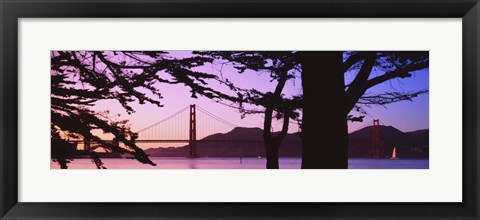 Framed Suspension Bridge Over Water, Golden Gate Bridge, San Francisco, California, USA Print