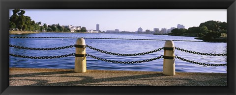 Framed Lake In A City, Lake Merritt, Oakland, California, USA Print