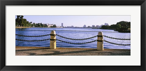 Framed Lake In A City, Lake Merritt, Oakland, California, USA Print