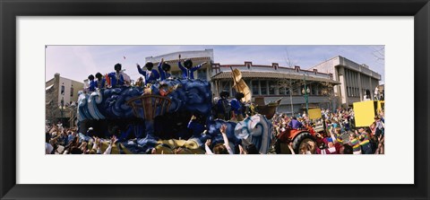 Framed Crowd of people cheering a Mardi Gras Parade, New Orleans, Louisiana, USA Print