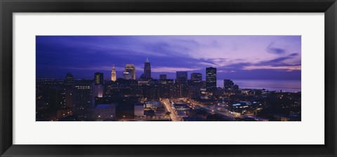 Framed High angle view of buildings in a city, Cleveland, Ohio, USA Print