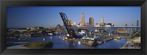 Framed High angle view of boats in a river, Cleveland, Ohio, USA Print