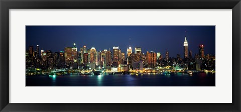 Framed Waterfront View of New York Ciry at Night Print