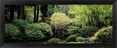 Framed Panoramic view of a garden, Japanese Garden, Washington Park, Portland, Oregon Print