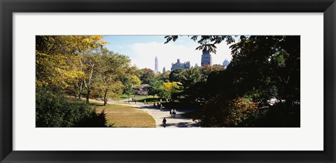 Framed High angle view of a group of people walking in a park, Central Park, Manhattan, New York City, New York State, USA Print