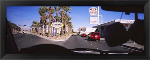 Framed Traffic entering downtown, Las Vegas, Nevada, USA Print