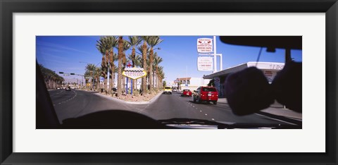 Framed Traffic entering downtown, Las Vegas, Nevada, USA Print