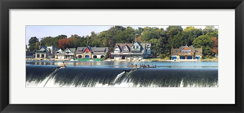 Framed Boathouse Row at the waterfront, Schuylkill River, Philadelphia, Pennsylvania Print