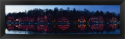 Framed Boathouse at the waterfront, Schuylkill River, Philadelphia, Pennsylvania, USA Print