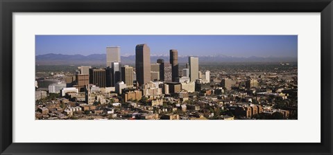 Framed Denver Skyscrapers with mountains in the background, Colorado Print