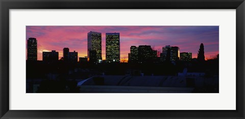 Framed Silhouette of buildings in a city, Century City, Los Angeles, California Print