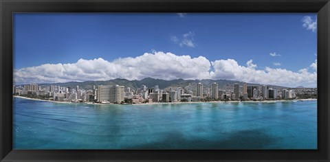 Framed Buildings at the Honolulu, Oahu, Hawaii Waterfront Print