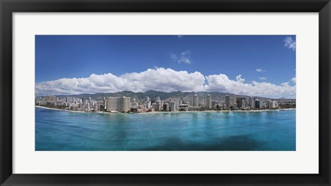 Framed Buildings at the Honolulu, Oahu, Hawaii Waterfront Print