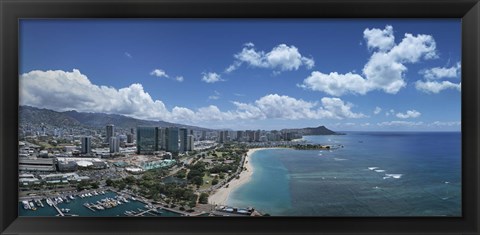 Framed Buildings in a city, Honolulu, Oahu, Hawaii, USA 2007 Print