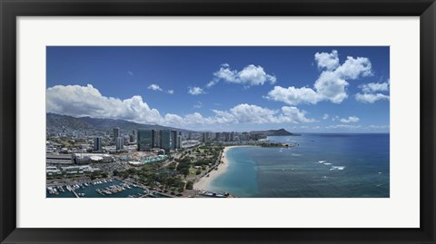 Framed Buildings in a city, Honolulu, Oahu, Hawaii, USA 2007 Print