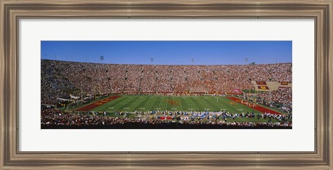 Framed High angle view of a football stadium full of spectators, Los Angeles Memorial Coliseum, City of Los Angeles, California, USA Print