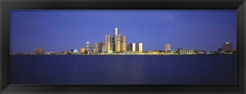 Framed Detroit Waterfront Skyline Print