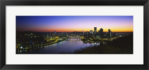 Framed Pittsburgh Sunset over Buildings Print