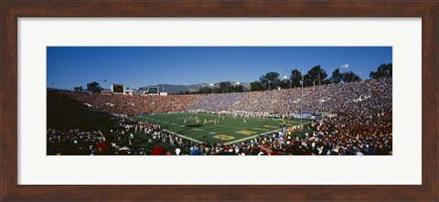 Framed High angle view of spectators watching a football match in a stadium, Rose Bowl Stadium, Pasadena, California Print