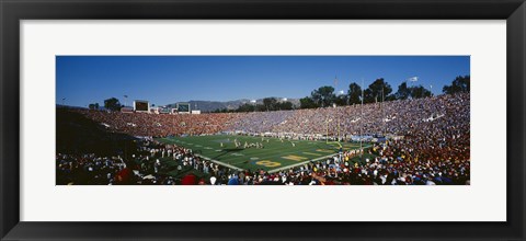 Framed High angle view of spectators watching a football match in a stadium, Rose Bowl Stadium, Pasadena, California Print