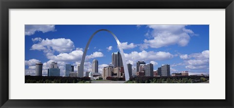 Framed Metal arch in front of buildings, Gateway Arch, St. Louis, Missouri, USA Print