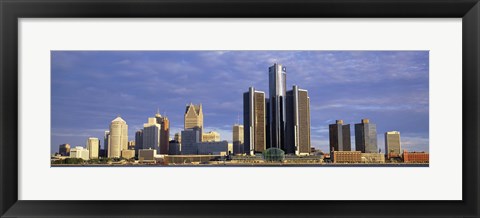 Framed Skyscrapers at the waterfront, Detroit, Michigan Print