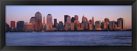 Framed Hazy Skyline View of NYC from the Waterfront Print