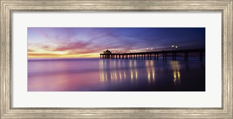 Framed Reflection of a pier in water, Manhattan Beach Pier, Manhattan Beach, San Francisco, California, USA Print