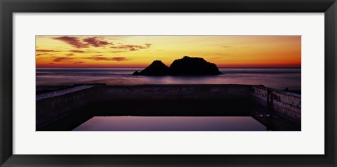 Framed Silhouette of islands in the ocean, Sutro Baths, San Francisco, California, USA Print