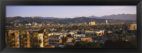 Framed High angle view of buildings in a city, Hollywood, City of Los Angeles, California, USA Print