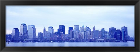 Framed New York Skyline in Blue Print