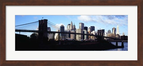 Framed Skyscrapers at the waterfront, Brooklyn Bridge, East River, Manhattan, New York City, New York State, USA Print