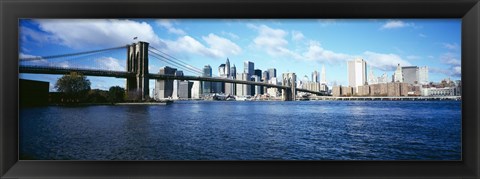 Framed Bridge across a river, Brooklyn Bridge, Manhattan Print